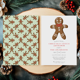 Invitación Navidades del Green Gingerbread Man Cookie Exchang