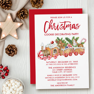 Invitación Navidades del guión del pincel Rojo Fiesta decorad