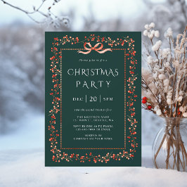 Invitación Navidades del marco de Winterberry Rojo Fiesta Ver