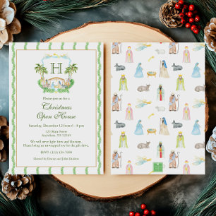 Invitación Navidades del Monograma de la Natividad de las Acu