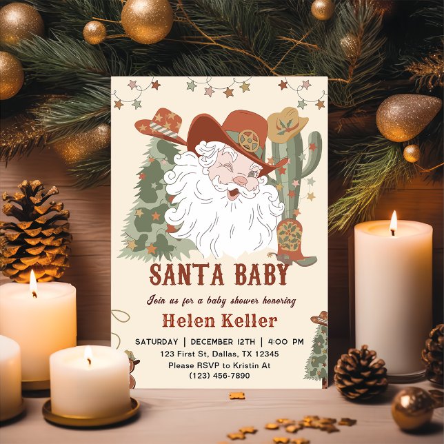 Invitación Navidades del oeste de Santa Baby Shower (Subido por el creador)