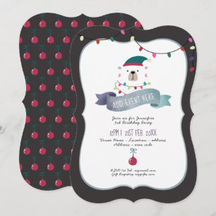 Invitación Navidades del osito polar moderno invitan a cualqu