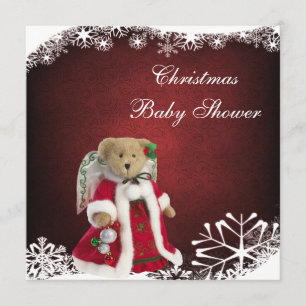 Invitación Navidades del oso Angel Teddy festivo Baby Shower
