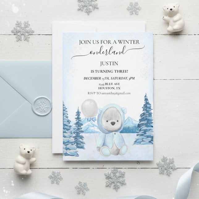 Invitación Navidades del oso polar primer invierno de cumplea (Subido por el creador)