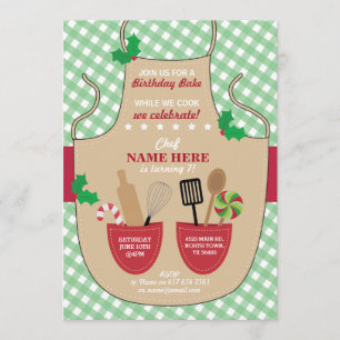 Invitación Navidades del partido Apron Birthday