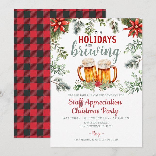 Invitación Navidades del personal Fiestas vacaciones se están (Anverso / Reverso)