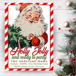 Invitación Navidades del Personalizado Holly Jolly Retro Vint