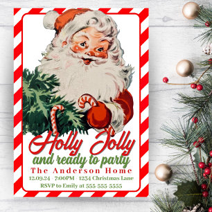 Invitación Navidades del Personalizado Holly Jolly Retro Vint