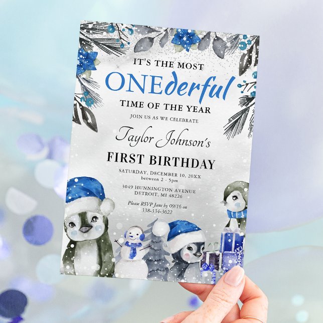 Invitación Navidades del Pingüino de Onederland primer cumple (Subido por el creador)