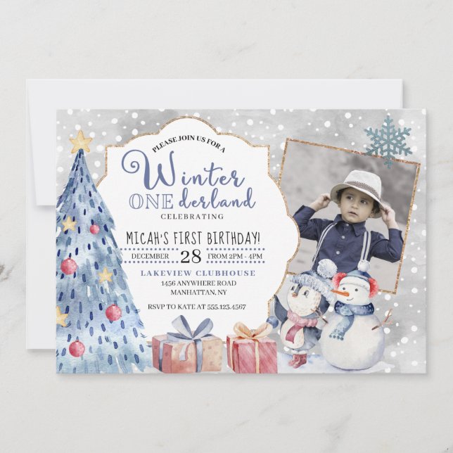 Invitación Navidades del primer cumpleaños de Onederland (Anverso)