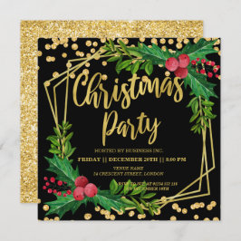 Invitación Navidades del Purpurina del marco del zócalo negro