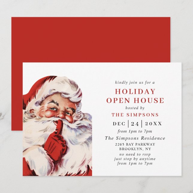 Invitación Navidades del Retro Santa Claus HOLIDAY OPUESTA CA (Anverso / Reverso)