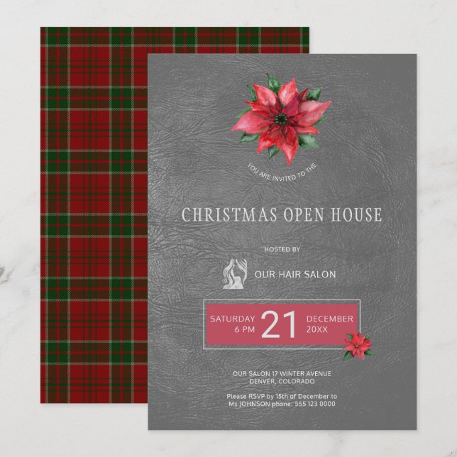 Invitación Navidades del Salón del Pelo Exclusivo Fiesta de l (Anverso / Reverso)
