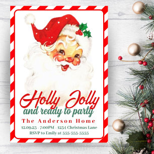 Invitación navidades del Vintage Holly Jolly Santa Personaliz