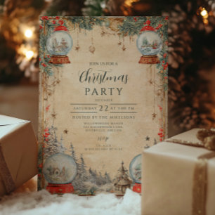 Invitación Navidades del Vintage Snow Globe