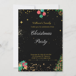 Invitación Navidades Desconcertantes Fiesta Negro Y Oro