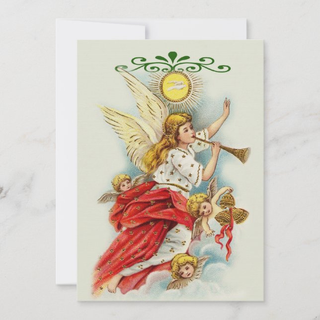 Invitación Navidades desean fiesta de los ángeles (Anverso)