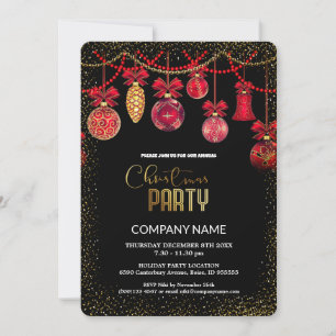 Invitación Navidades diamantes de ornamento de la época roja