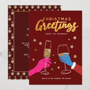 Invitación Navidades Dink Colorful Bold Fiesta