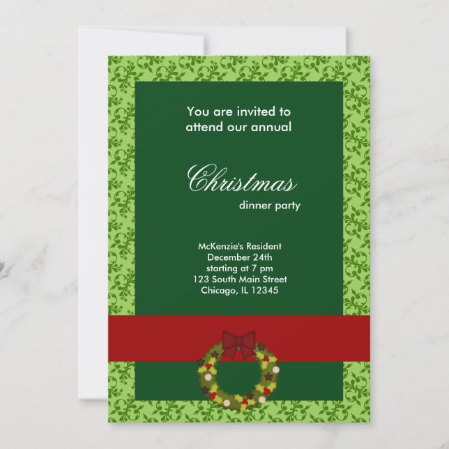Invitación Navidades Dinner Damask (Anverso)