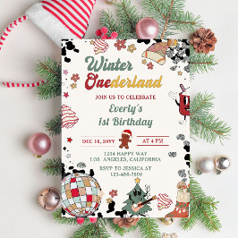 Invitación Navidades Disco Ball Invierno Onederland Cumpleaño