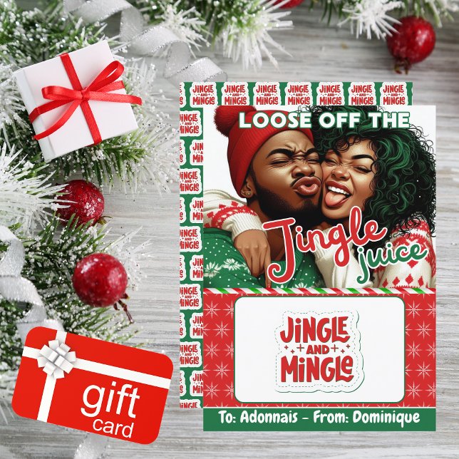 Invitación Navidades divertidos de jugo jingle titular de tar (Loose off the Jingle Juice! African American Christmas Gift Card Holder  )