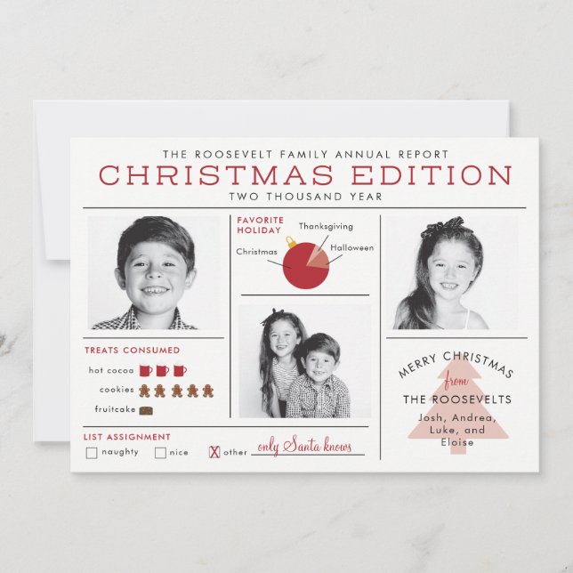 Invitación Navidades divertidos de noticias de vacaciones (Anverso)