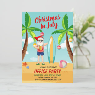 Invitación Navidades divertidos en julio en Santa Claus en la