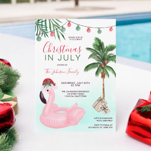 Invitación Navidades divertidos en la playa de Julio Flamingo