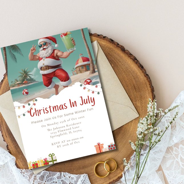 Invitación Navidades divertidos en la playa de Santa Claus en (Subido por el creador)