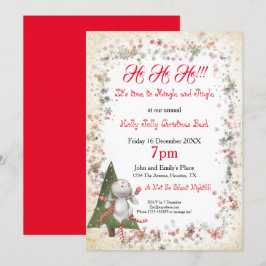 Invitación Navidades divertidos Fiesta Cute Bunny Tree Star S