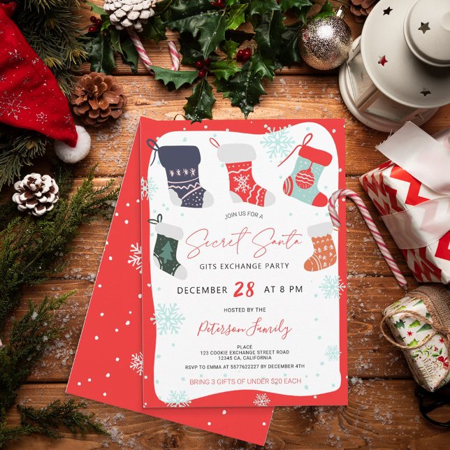 Invitación Navidades divertidos fiesta de intercambio secreto (Subido por el creador)
