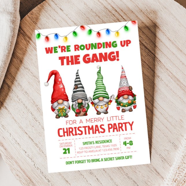 Invitación Navidades divertidos invitan al partido Navidades  (We're Rounding Up the Gang Christmas Party Invitation)