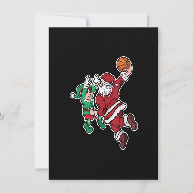 Invitación Navidades divertidos jugador de baloncesto Santa C (Anverso)