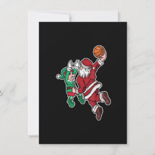 Invitación Navidades divertidos jugador de baloncesto Santa C