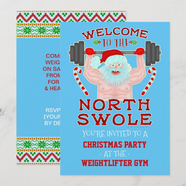 Invitación Navidades divertidos se apoderaron de Santa Weight (Anverso / Reverso)