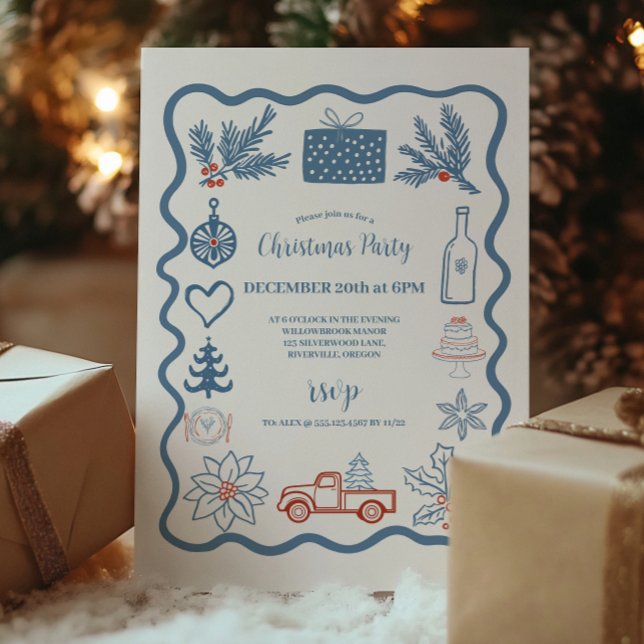 Invitación Navidades Doodle Line Art Holiday (Subido por el creador)