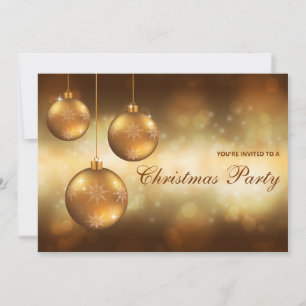 Invitación Navidades dorados baubles Navidades Fiesta