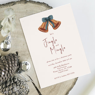 Invitación Navidades dorados mínimos Bell Jingle y Mingle