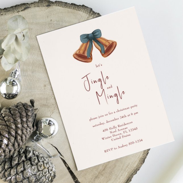 Invitación Navidades dorados mínimos Bell Jingle y Mingle (Subido por el creador)