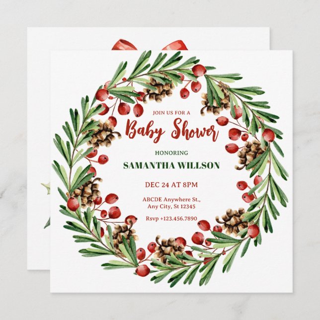 Invitación Navidades duchan bebé (Anverso / Reverso)