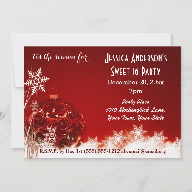 Invitación Navidades Dulce de Navidad 16 Cumpleaños (Anverso)