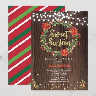 Invitación Navidades dulces de 16 años corona rústica