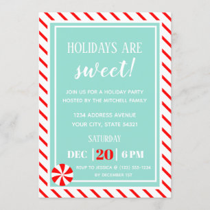 Invitación Navidades dulces   Fiesta de Navidades de menta