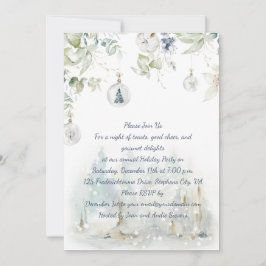 Invitación Navidades Dusty Blue, Sage Green Greenerenery Fies