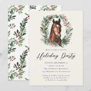 Invitación Navidades ecuestres de caballos festejan feriado