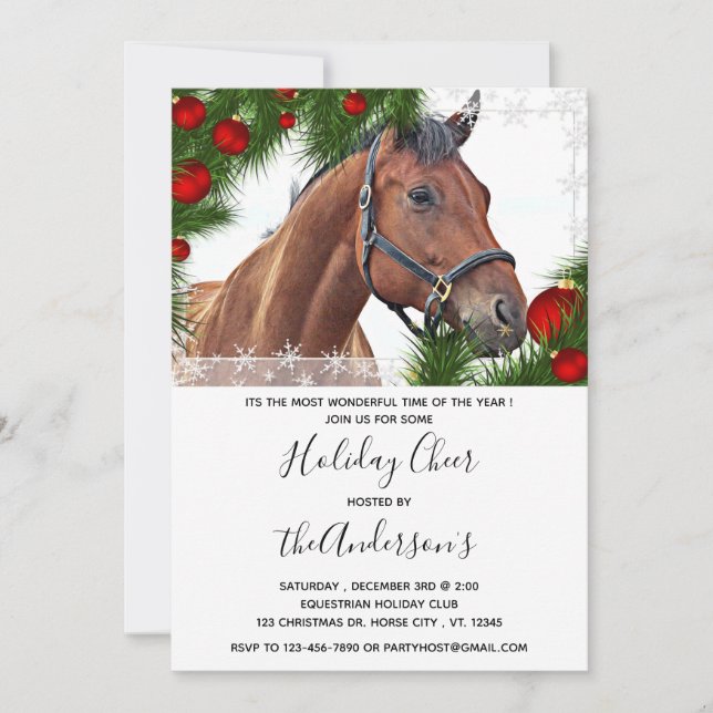 Invitación Navidades ecuestres ecuestres pony (Anverso)