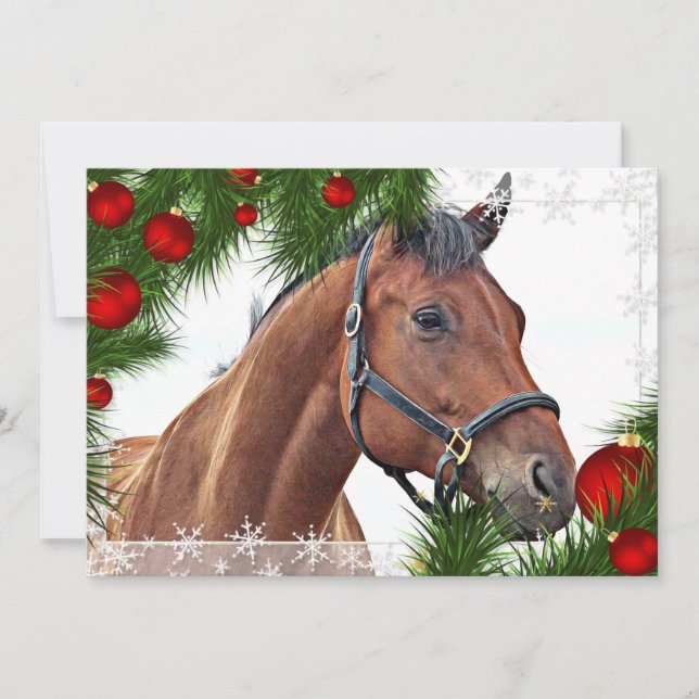 Invitación Navidades ecuestres Fiesta Equine Cute Pony (Anverso)