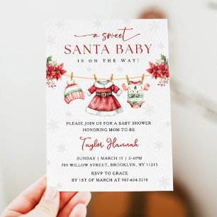 Invitación Navidades educados  dulce niña de Santa Bebé Baby 