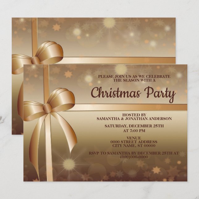 Invitación Navidades Elegante Dorado Elegante Fiesta Hermoso (Anverso / Reverso)
